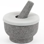   Žulový mažiar s paličkou a silikónovým vekom 15x10 cm - sivý