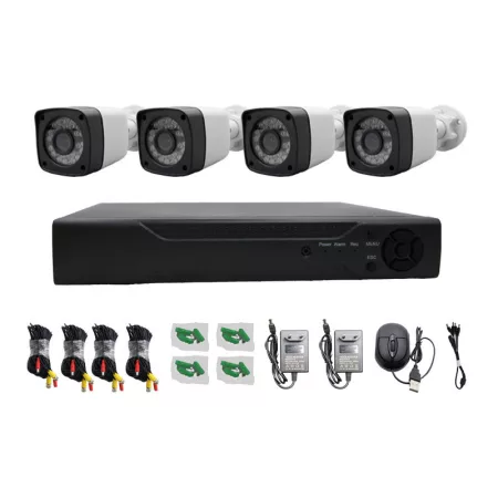4-kamerový AHD monitorovací systém – 1080P (2MP) vonkajšie kamery, nočné videnie, P2P vzdialený prístup, PAL
