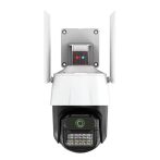   Titan 360° 5MP WiFi vonkajšia PTZ bezpečnostná kamera – iCSee, nočné videnie, sledovanie pohybu, IP66, biela-čierna