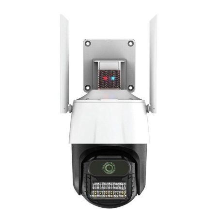 Titan 360° 5MP WiFi vonkajšia PTZ bezpečnostná kamera – iCSee, nočné videnie, sledovanie pohybu, IP66, biela-čierna