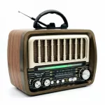   Golon RX-075D Retro USB rádio – solárne nabíjateľné s elegantným dreveným dizajnom