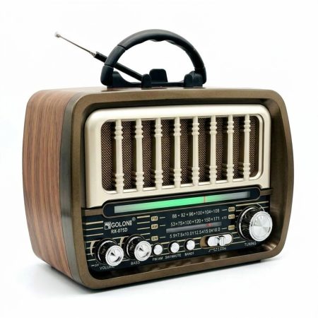 Golon RX-075D Retro USB rádio – solárne nabíjateľné s elegantným dreveným dizajnom