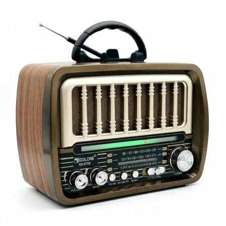 Golon RX-075D Retro USB rádio – solárne nabíjateľné s elegantným dreveným dizajnom