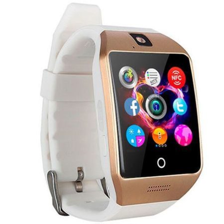 AlphaOne Q18 SmartWatch  bielo - zlatá   - so zaobleným displejom a SIM kartou