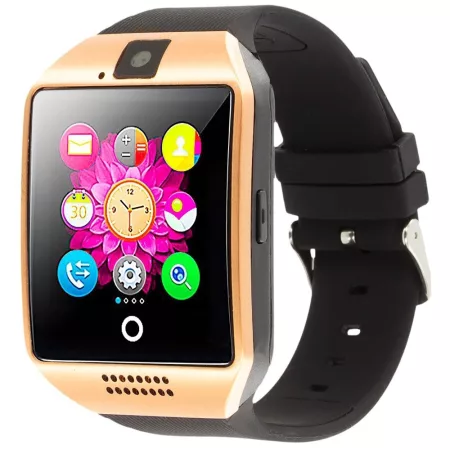 AlphaOne Q18 SmartWatch Black-Gold so zaobleným displejom a SIM kartou AlphaOne Q18 SmartWatch Black-Gold so zaobleným displejom a SIM kartou