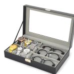   Elegantná  krabička na hodinky s priehradkami na slnečné okuliare