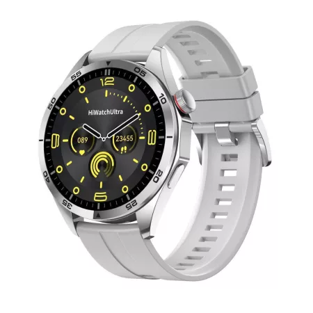 Laxasfit GT4 Pro strieborné smart hodinky - sivý silikónový remienok Laxasfit GT4 Pro strieborné smart hodinky - sivý silikónový remienok