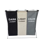 3-priehradkový skladací kôš na bielizeň