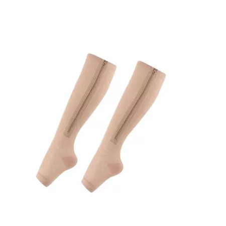 Kompresné ponožky so zipsom v béžovej farbe L/XL Kompresné ponožky so zipsom v béžovej farbe L/XL