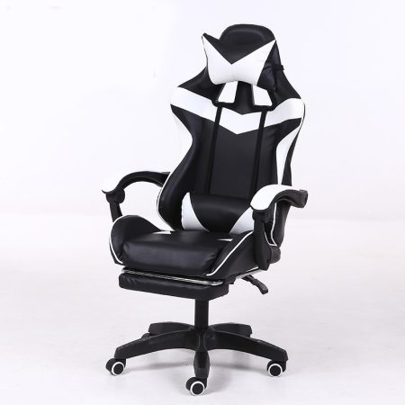 RACING PRO X Herná stolička s podnožkou -bielo-čierna
