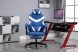 Gamer stolička s podnožkou -biela, modrá