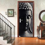   VIRANDA 3D Samolepiaca Dverová Nálepka – Buddha (77 × 200 cm) – PVC, Vodotesná, Dekorácia