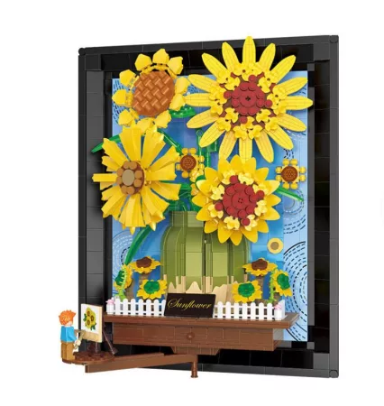 Van Gogh Slnečnice – 3D Stavebnica Obrazu (s Rámom) | Umelecký Model Dekorácie – 1277 dielikov