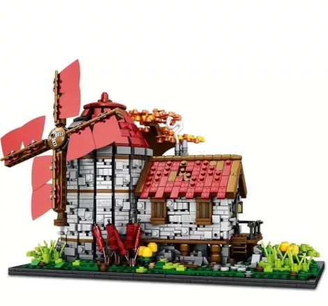 Stavebnica Stredoveký Veterný Mlyn – Veľký Model Budovy (2296 dielikov)