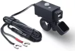   iMESTOU Motorizovaná nabíjačka USB - 5 V 2,1 A, vodotesná, duálny USB, s vypínačom a poistkou (12V/24V)