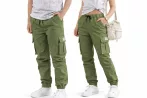 NATUST unisex cargo nohavice - bavlnené voľnočasové nohavice s elastickým pásom - (170-176 cm) NATUST unisex cargo nohavice - bavlnené voľnočasové nohavice s elastickým pásom - (170-176 cm)
