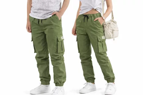 NATUST unisex cargo nohavice - bavlnené voľnočasové nohavice s elastickým pásom - (170-176 cm) NATUST unisex cargo nohavice - bavlnené voľnočasové nohavice s elastickým pásom - (170-176 cm)