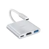 Adaptér Type-C 3 v 1 s konektormi USB 3.0, HDTV a PD 2.0 pre rýchle nabíjanie Adaptér Type-C 3 v 1 s konektormi USB 3.0, HDTV a PD 2.0 pre rýchle nabíjanie