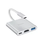 Adaptér Type-C 3 v 1 s konektormi USB 3.0, HDTV a PD 2.0 pre rýchle nabíjanie Adaptér Type-C 3 v 1 s konektormi USB 3.0, HDTV a PD 2.0 pre rýchle nabíjanie