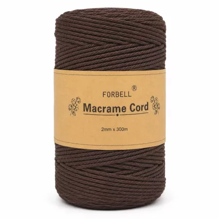 Hnedá makramé niť Forbell na kreatívne ručné práce, 2 mm × 300 m Hnedá makramé niť Forbell na kreatívne ručné práce, 2 mm × 300 m