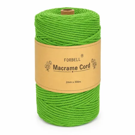 Zelená makramé niť Forbell na kreatívne ručné práce, 2 mm × 300 m Zelená makramé niť Forbell na kreatívne ručné práce, 2 mm × 300 m