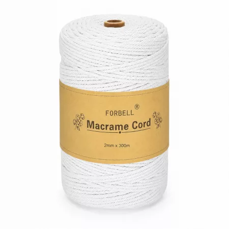 Biela makramé šnúra Forbell na kreatívne ručné práce, 2 mm × 300 m Biela makramé šnúra Forbell na kreatívne ručné práce, 2 mm × 300 m