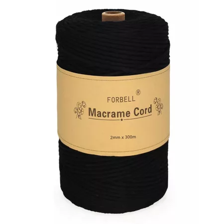 Čierna makramé niť Forbell na kreatívne ručné práce, 2 mm × 300 m Čierna makramé niť Forbell na kreatívne ručné práce, 2 mm × 300 m