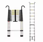   STANEW 3,8 m teleskopický hliníkový rebrík, skladací, nosnosť 150 kg – strieborný