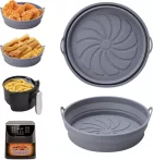  Silikónový košík do teplovzdušnej fritézy, 2 kusy – skladací, teplovzdorný, sivý