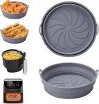   Silikónový košík do teplovzdušnej fritézy, 2 kusy – skladací, teplovzdorný, sivý