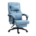   Dowinx manažérska stolička, modrá – s opierkou nôh a nastaviteľnou bedrovou a opierkou hlavy.