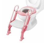 Bamny Detské sedadlo so schodíkmi na WC ružovo biela
