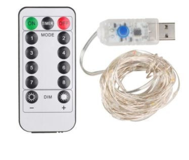 AlphaOne Usb led vianočný svetelný reťazec s diaľkovým ovládaním 10 metrov