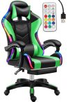   Likeregal 920 zelené Masážne herné kreslo s opierkou na nohy  a s RGB podsvietením