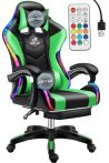   Likeregal 920 zelené herné kreslo s opierkou na nohy ,s RGB podsvietením a masážnou funkciou