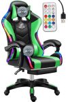   Likeregal 920 zelené herné kreslo s opierkou na nohy ,s RGB podsvietením a masážnou funkciou