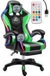   Likeregal 920 zelené herné kreslo s opierkou na nohy ,s RGB podsvietením a masážnou funkciou