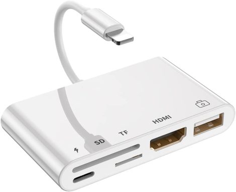  LXJ-THT-020 adaptér 5 v 1 Pre iPhone/iPad s čítačkou kariet ,USB,HDMI,
