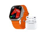   X90 smart hodinky oranžové + slúchadlá + s náhradným bielym remienkom