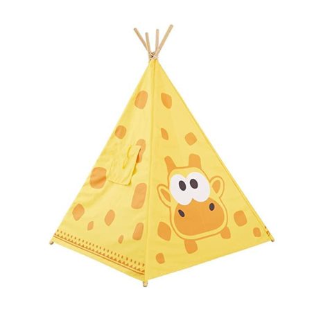 Žltý detský stan  s motívom žirafy 