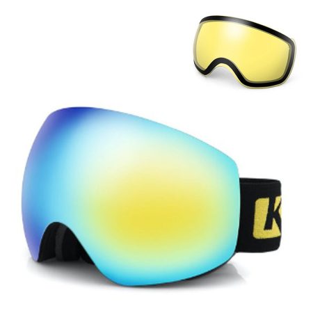 Kutook X-Treme Lyžiarske/snowboardové okuliare - Dvojvrstvová vymeniteľná  UV šošovka so zlatou zrkadlovou povrchovou úpravou 
