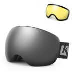   Kutook X-Treme  Lyžiarske/snowboardové okuliare - Dvojvrstvová vymeniteľná sivá UV šošovka