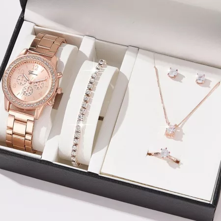 5-dielna luxusná súprava šperkov pre ženy, rose gold 5-dielna luxusná súprava šperkov pre ženy, rose gold