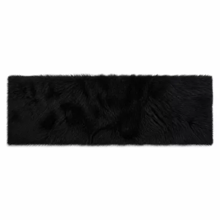 Plyšová čierna behúň z umelej kožušiny, 150 × 50 cm Plyšová čierna behúň z umelej kožušiny, 150 × 50 cm