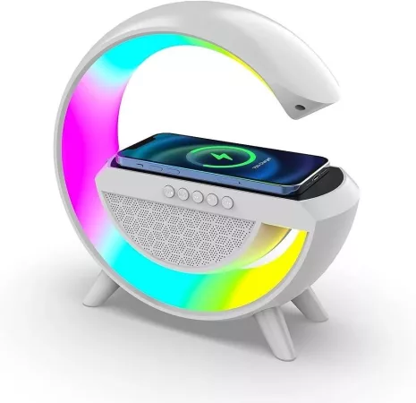 Multifunkčný Bluetooth reproduktor s RGB LED lampou a QI bezdrôtovou indukčnou nabíjačkou Multifunkčný Bluetooth reproduktor s RGB LED lampou a QI bezdrôtovou indukčnou nabíjačkou