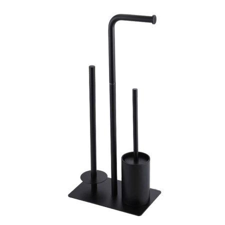 Stojan na toaletný papier a držiak WC kefy – čierny, nehrdzavejúca oceľ Stojan na toaletný papier a držiak WC kefy – čierny, nehrdzavejúca oceľ