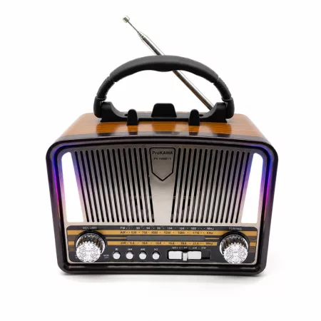 Retro Bluetooth rádio s LED svetlom a praktickou zabaudovanou baterkou