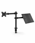 Dvojramenný stolný stojan na monitor a notebook pre displeje s uhlopriečkou 10–32 palcov, s upevnením pomocou svorky Dvojramenný stolný stojan na monitor a notebook pre displeje s uhlopriečkou 10–32 palcov, s upevnením pomocou svorky