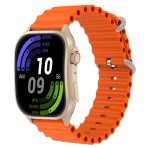   Laxasfit H7 inteligentné hodinky s Bluetooth volaním, meraním pulzu, krokomerom, monitorovaním spánku, zakriveným displejom, na outdoorové športy, oranžové